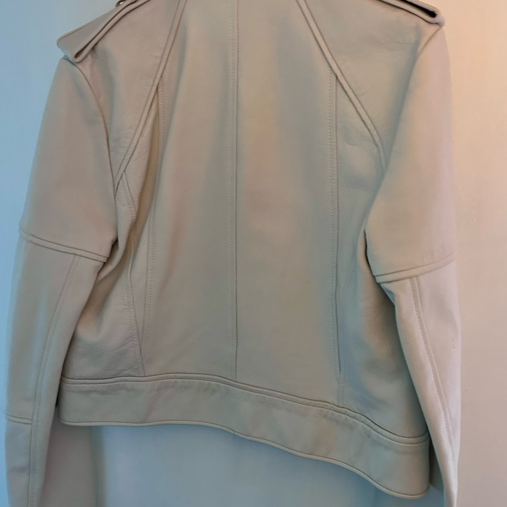 Diane Von Furstenberg White Motorcycle Jacket with gold accents - Picture 2 of 8